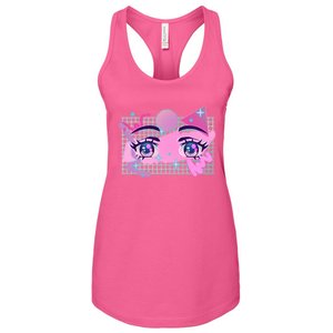 Retro Eighties 80's Pop Art Kawaii Anime Eyes Women's Racerback Tank