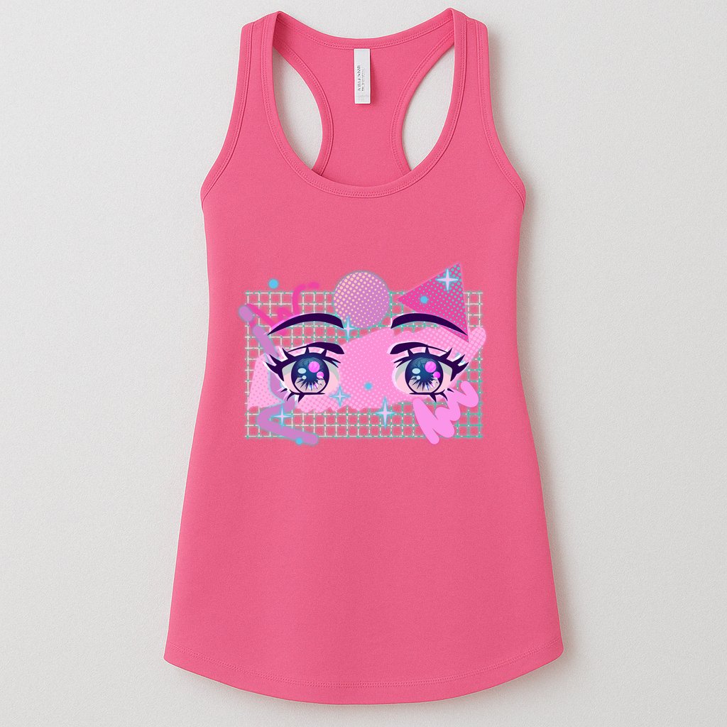 Retro Eighties 80's Pop Art Kawaii Anime Eyes Womens Tank Top