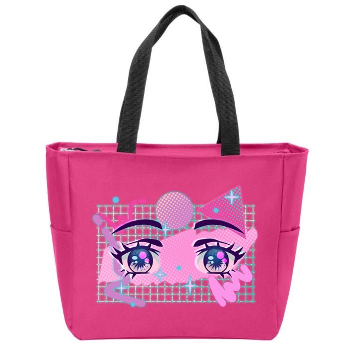 Retro Eighties 80's Pop Art Kawaii Anime Eyes Zip Tote Bag