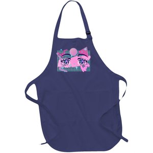 Retro Eighties 80's Pop Art Kawaii Anime Eyes Full-Length Apron With Pockets