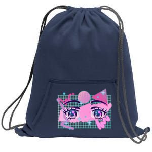 Retro Eighties 80's Pop Art Kawaii Anime Eyes Sweatshirt Cinch Pack Bag