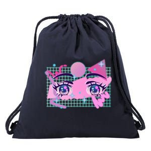 Retro Eighties 80's Pop Art Kawaii Anime Eyes Drawstring Bag