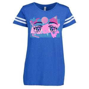 Retro Eighties 80's Pop Art Kawaii Anime Eyes Enza Ladies Jersey Football T-Shirt