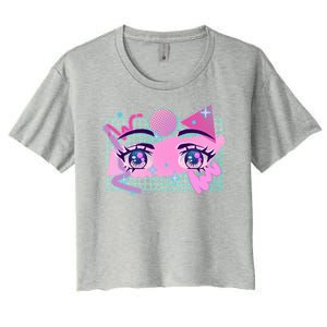 Retro Eighties 80's Pop Art Kawaii Anime Eyes Women's Crop Top Tee