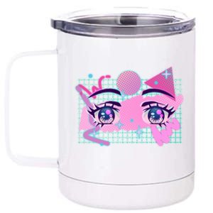 Retro Eighties 80's Pop Art Kawaii Anime Eyes 12 oz Stainless Steel Tumbler Cup