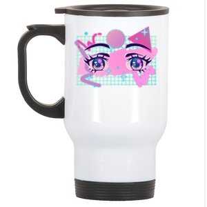 Retro Eighties 80's Pop Art Kawaii Anime Eyes Stainless Steel Travel Mug