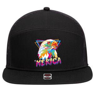 Retro Eighties 80's Merica Polygon Eagle Head 7 Panel Mesh Trucker Snapback Hat