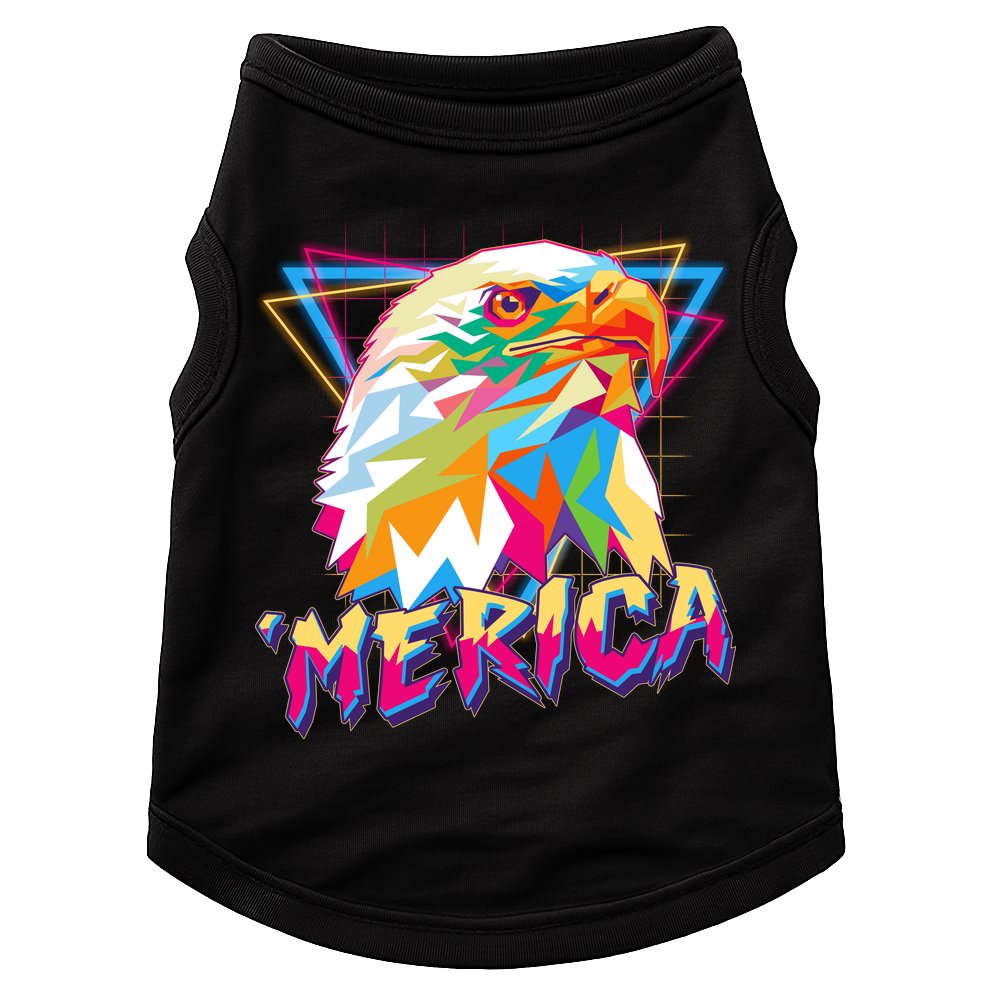 Retro Eighties 80's Merica Polygon Eagle Head Doggie Tank
