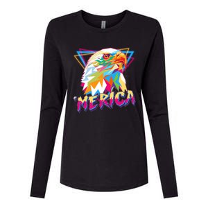 Retro Eighties 80's Merica Polygon Eagle Head Womens Cotton Relaxed Long Sleeve T-Shirt