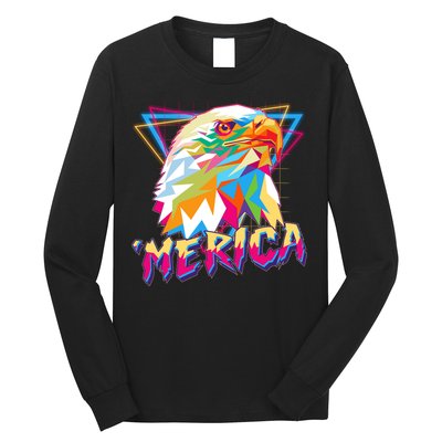 Retro Eighties 80's Merica Polygon Eagle Head Long Sleeve Shirt