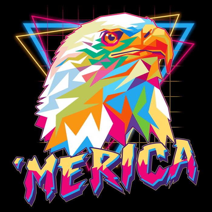 Retro Eighties 80's Merica Polygon Eagle Head Impact Tech Backpack