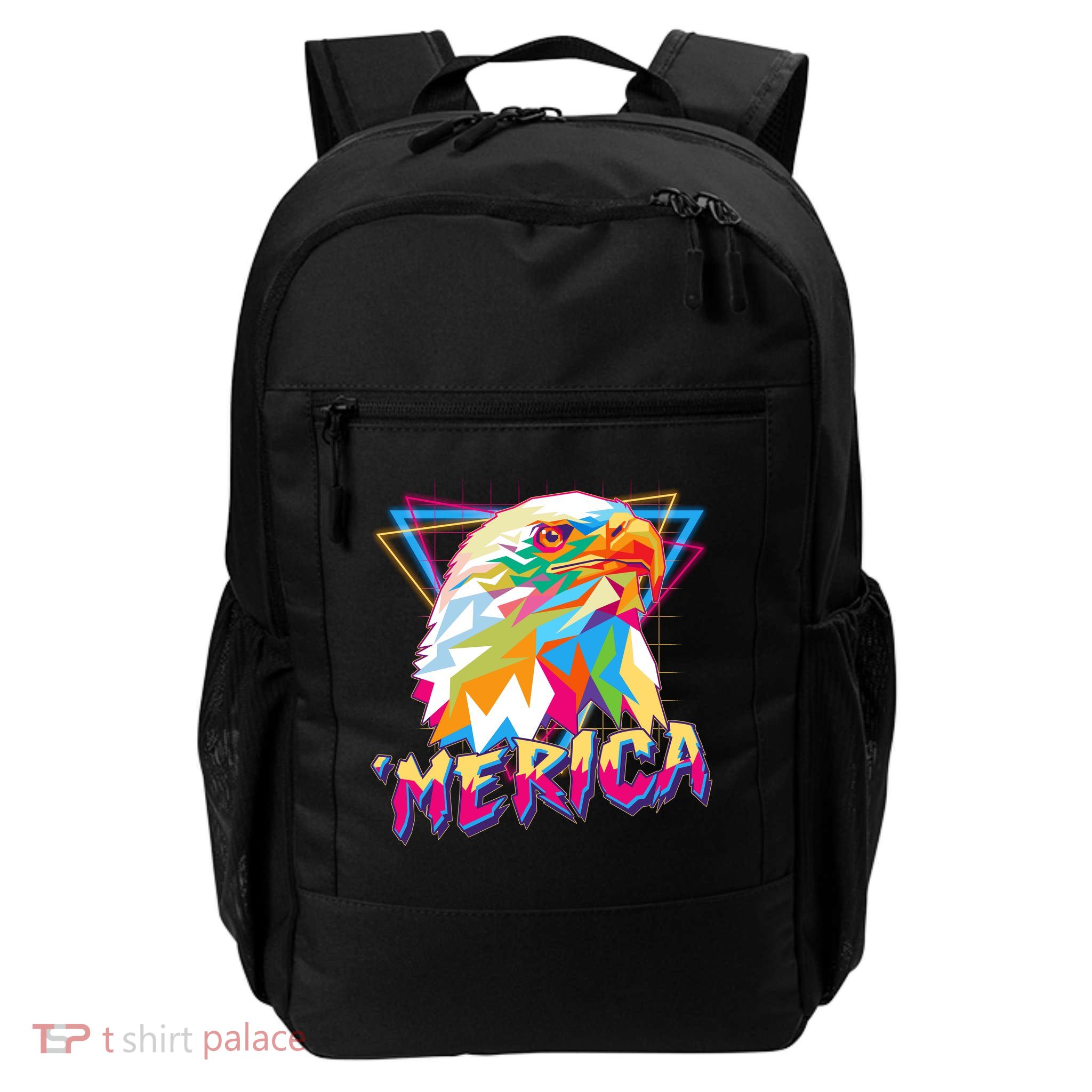 Retro Eighties 80's Merica Polygon Eagle Head Backpack
