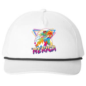 Retro Eighties 80's Merica Polygon Eagle Head Snapback Five-Panel Rope Hat