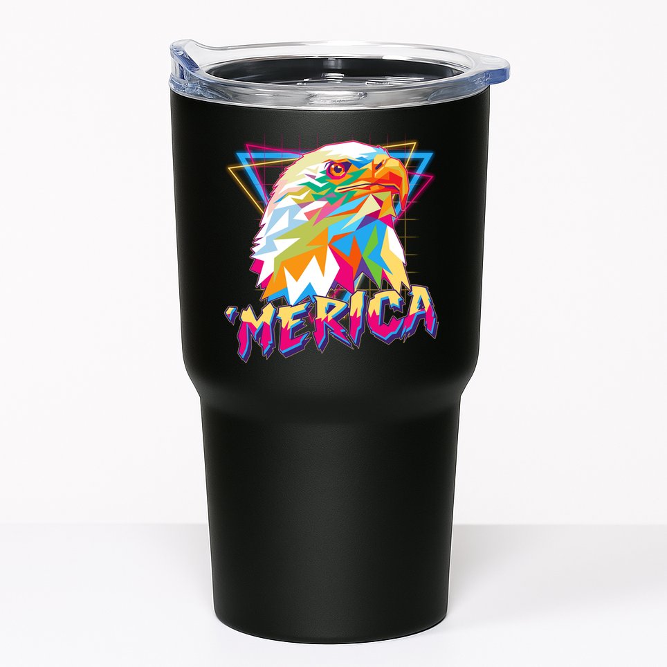 Retro Eighties 80's Merica Polygon Eagle Head Tumbler