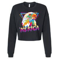 Retro Eighties 80's Merica Polygon Eagle Head Cropped Pullover Crew