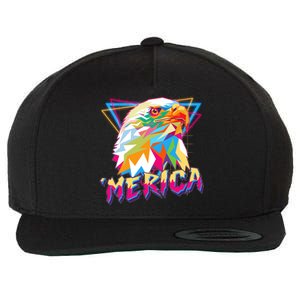 Retro Eighties 80's Merica Polygon Eagle Head Wool Snapback Cap