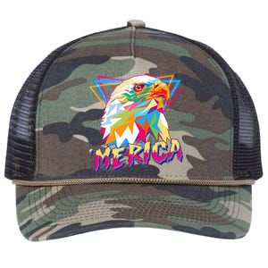 Retro Eighties 80's Merica Polygon Eagle Head Retro Rope Trucker Hat Cap