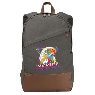 Retro Eighties 80's Merica Polygon Eagle Head Cotton Canvas Backpack