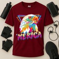 Retro Eighties 80's Merica Polygon Eagle Head Cooling Performance Crew T-Shirt