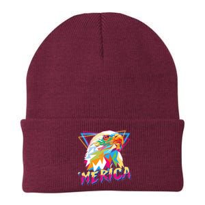 Retro Eighties 80's Merica Polygon Eagle Head Knit Cap Winter Beanie