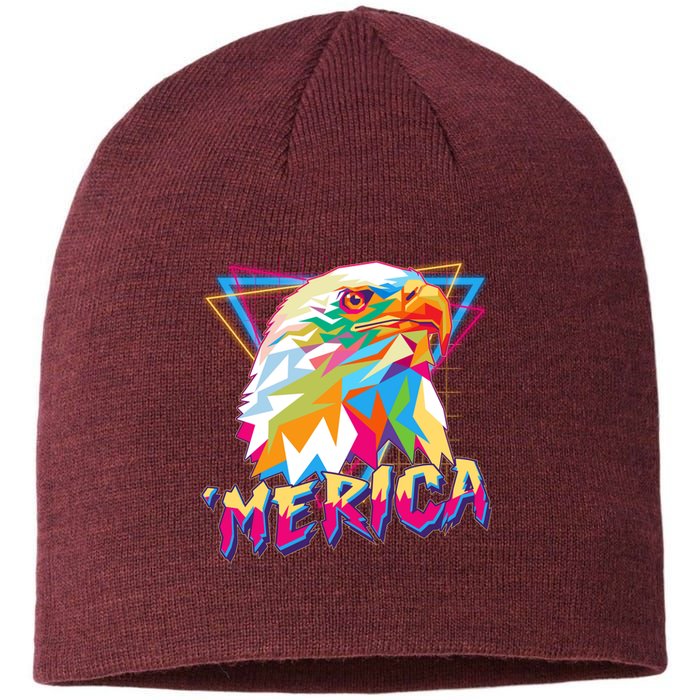 Retro Eighties 80's Merica Polygon Eagle Head Sustainable Beanie