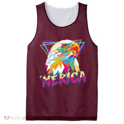 Retro Eighties 80's Merica Polygon Eagle Head Mesh Reversible Basketball Jersey Tank