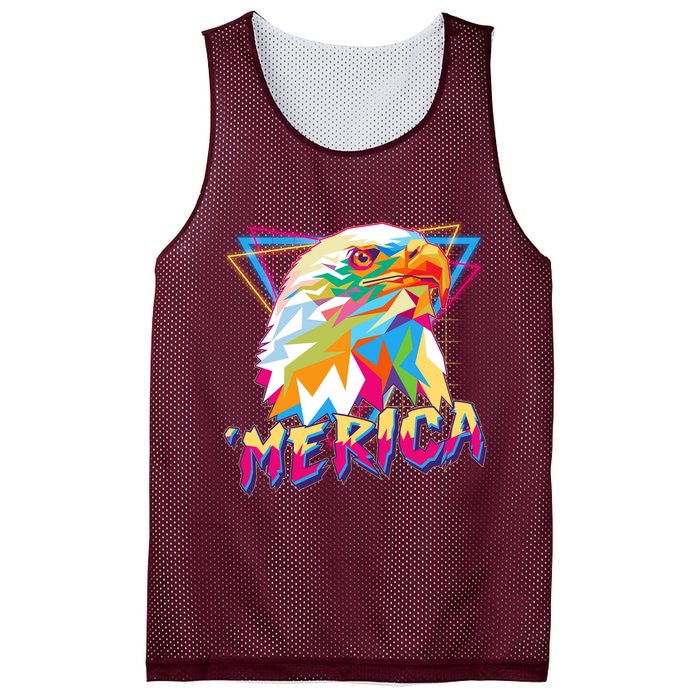Retro Eighties 80's Merica Polygon Eagle Head Mesh Reversible Basketball Jersey Tank