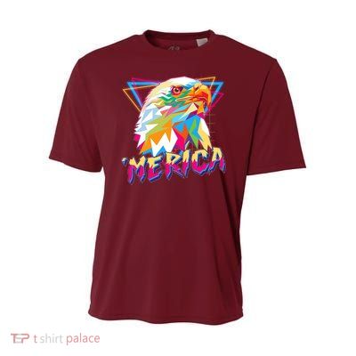Retro Eighties 80's Merica Polygon Eagle Head Youth Performance Sprint T-Shirt