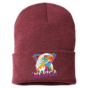 Retro Eighties 80's Merica Polygon Eagle Head Sustainable Knit Beanie