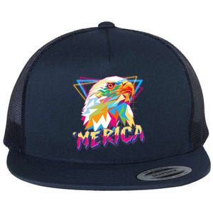 Retro Eighties 80's Merica Polygon Eagle Head Flat Bill Trucker Hat