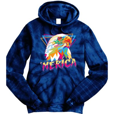 Retro Eighties 80's Merica Polygon Eagle Head Tie Dye Hoodie