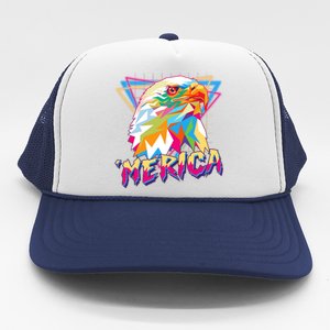 Retro Eighties 80's Merica Polygon Eagle Head Trucker Hat