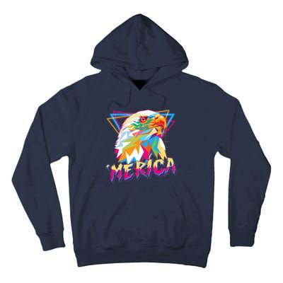 Retro Eighties 80's Merica Polygon Eagle Head Tall Hoodie