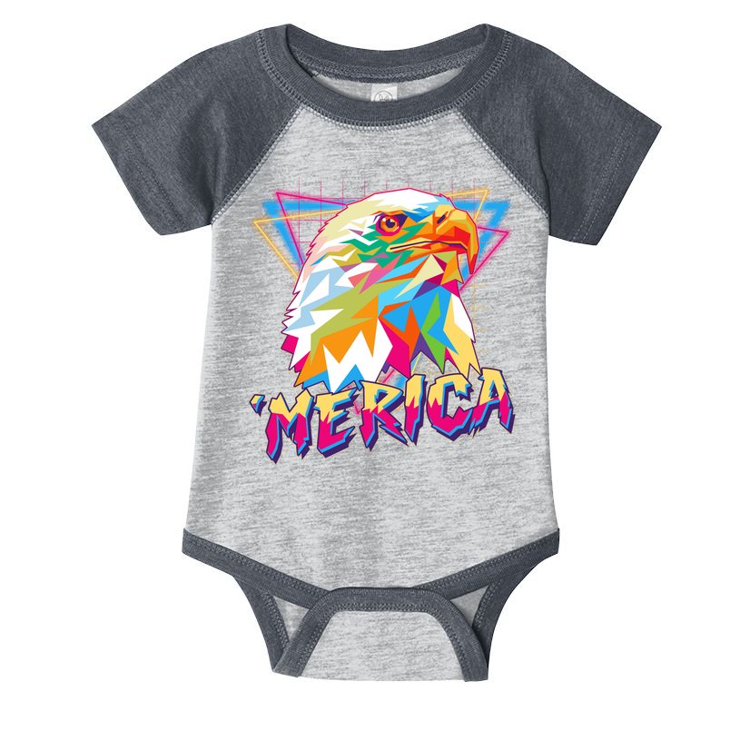 Retro Eighties 80's Merica Polygon Eagle Head Infant Baby Jersey Bodysuit