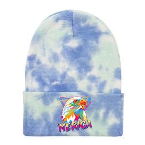 Retro Eighties 80's Merica Polygon Eagle Head Tie Dye 12in Knit Beanie