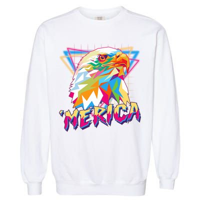Retro Eighties 80's Merica Polygon Eagle Head Garment-Dyed Sweatshirt