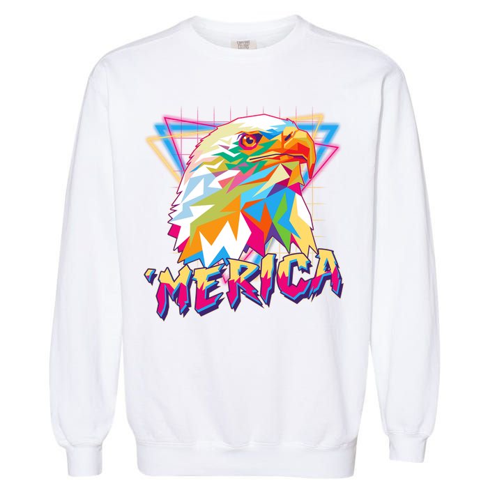 Retro Eighties 80's Merica Polygon Eagle Head Garment-Dyed Sweatshirt