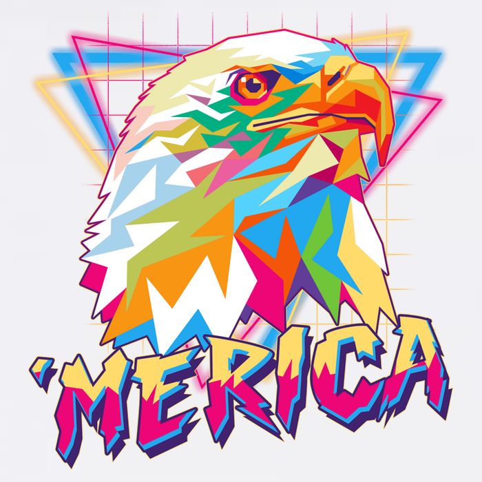 Retro Eighties 80's Merica Polygon Eagle Head Garment-Dyed Sweatshirt