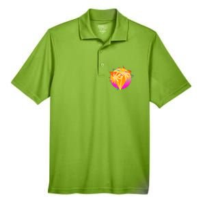 Retro Eighties 80's Tropical Palm Trees Emblem Men's Origin Performance Pique Polo