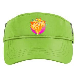 Retro Eighties 80's Tropical Palm Trees Emblem Adult Drive Performance Visor