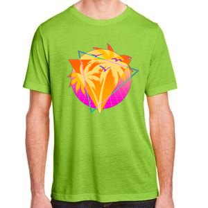 Retro Eighties 80's Tropical Palm Trees Emblem Adult ChromaSoft Performance T-Shirt