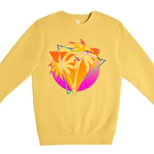 Retro Eighties 80's Tropical Palm Trees Emblem Premium Crewneck Sweatshirt