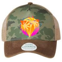 Retro Eighties 80's Tropical Palm Trees Emblem Legacy Tie Dye Trucker Hat