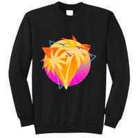 Retro Eighties 80's Tropical Palm Trees Emblem Sweatshirt