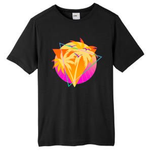 Retro Eighties 80's Tropical Palm Trees Emblem Tall Fusion ChromaSoft Performance T-Shirt