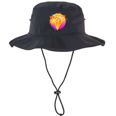 Retro Eighties 80's Tropical Palm Trees Emblem Bucket Hat