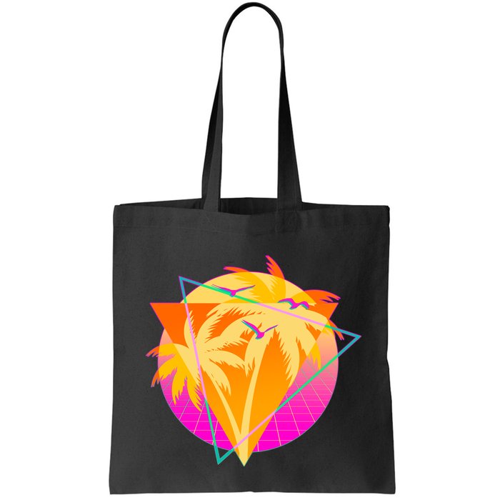 Retro Eighties 80's Tropical Palm Trees Emblem Bag