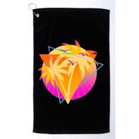 Retro Eighties 80's Tropical Palm Trees Emblem Golf Towel