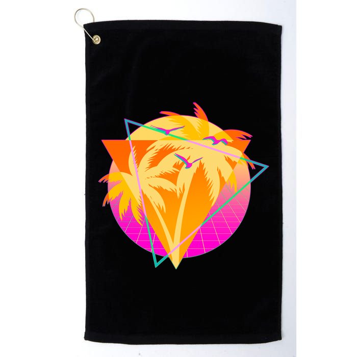 Retro Eighties 80's Tropical Palm Trees Emblem Golf Towel