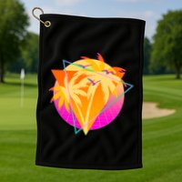 Retro Eighties 80's Tropical Palm Trees Emblem Golf Towel